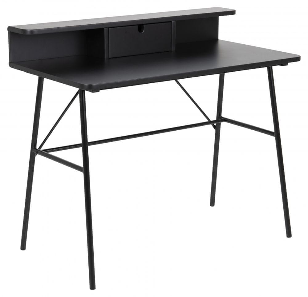 Design Scandinavia Pracovný stôl Pascal, 100 cm, MDF, čierna